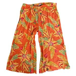 C&C California Wide Leg Pants Womens XL Orange Tropical Boho Resort Vacation